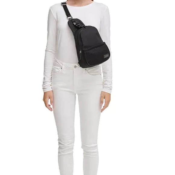 NEW CALVIN KLEIN JESSIE NYLON SLING BAG BACKPACK GREY - Picture 2 of 12